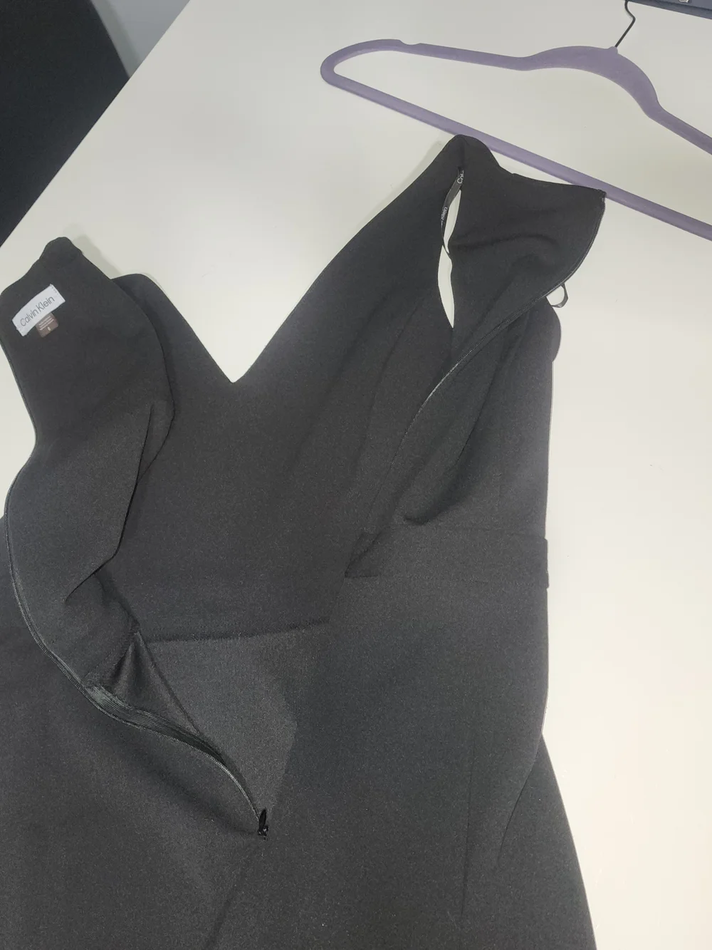 Calvin Klein Black Sleeveless Midi Dress with Button-Front Detailing